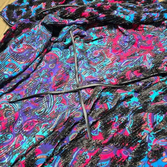 Vintage 50s Stan Herman for Herbcraft Chenille Satin Paisley Art Deco Housecoat - Picture 6 of 10